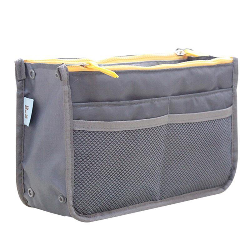 Makeup Bags Large Capacity Nylon Cosmetic Storage Bag Travel Insert Organizer Handbag Purse Makeup Bag For Women Female: Grey