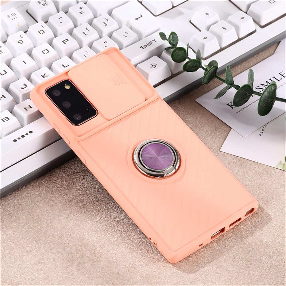 Camera Lens Protection Ring Stand Holder Phone Case For Samsung Galaxy Note 20 Ultra Soft Silicone Full Cover For Note 20 Ultra