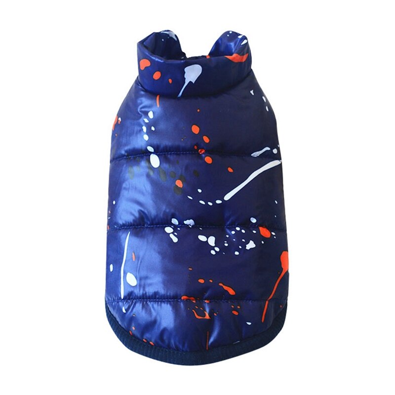 Vanntett hundefrakk klær til hunder vinter kald varm skidress jakker kjæledyrfrakk splash ink trykt hundeklær s-xxl: L / Xxl