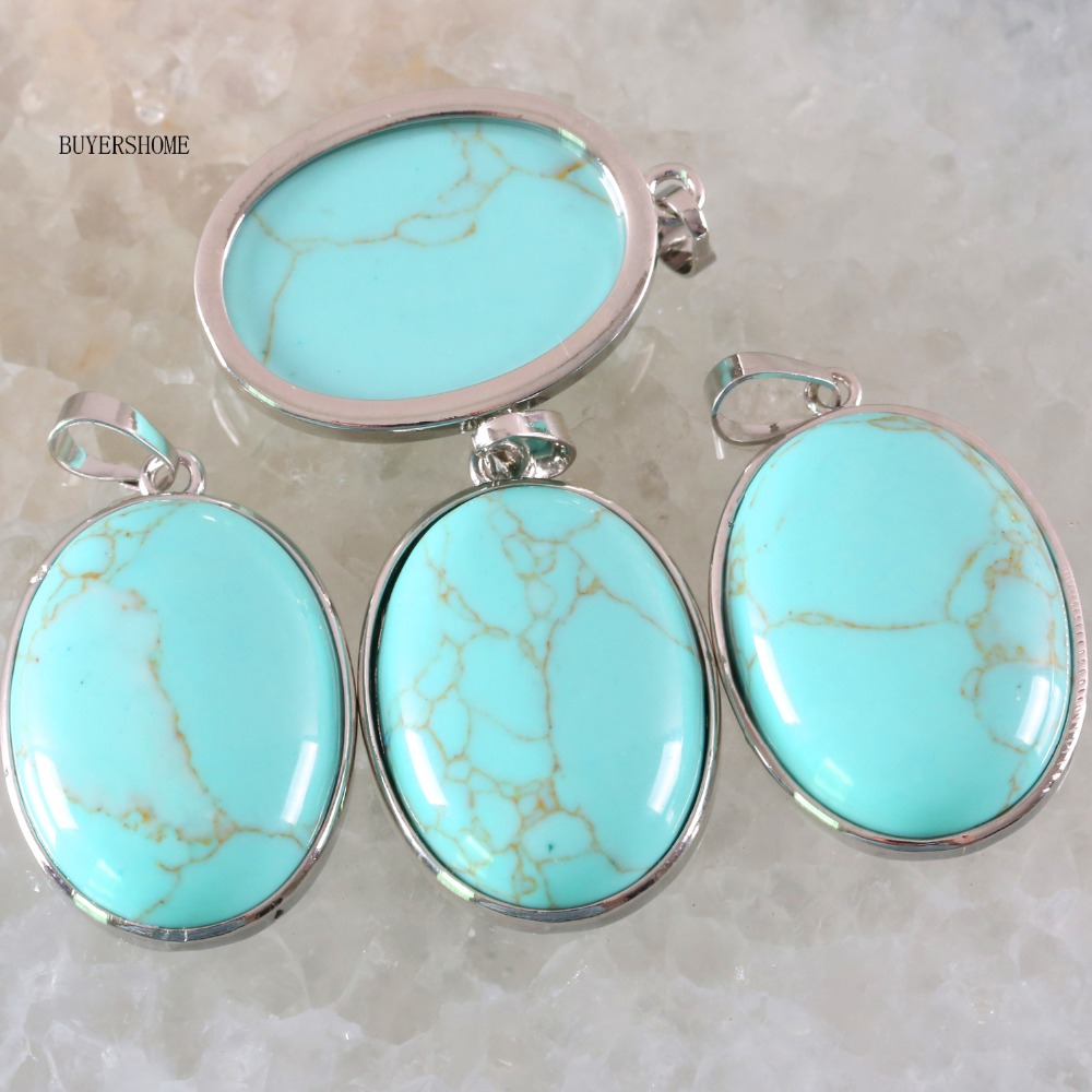 Natural oval cabochon bead green howlite pendant for necklace for men women jewelry  k687