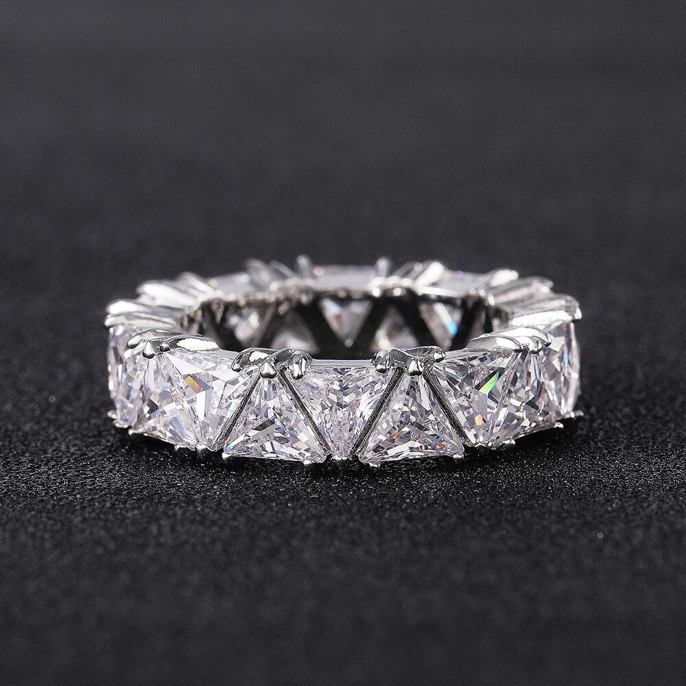 Eternity Triangle Ring 925 Sterling silver Engagement Wedding Band Rings for Women Bridal Diamond Promise Party Jewelry