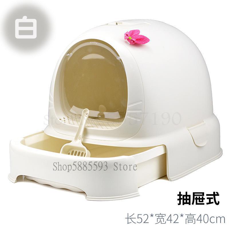 Cat Litter Box Fully Closed Cat Toilet Fat Cat Oversized Cat Litter Box Large Single-layer Cat Potty Drawer Type: invisible Wings 3