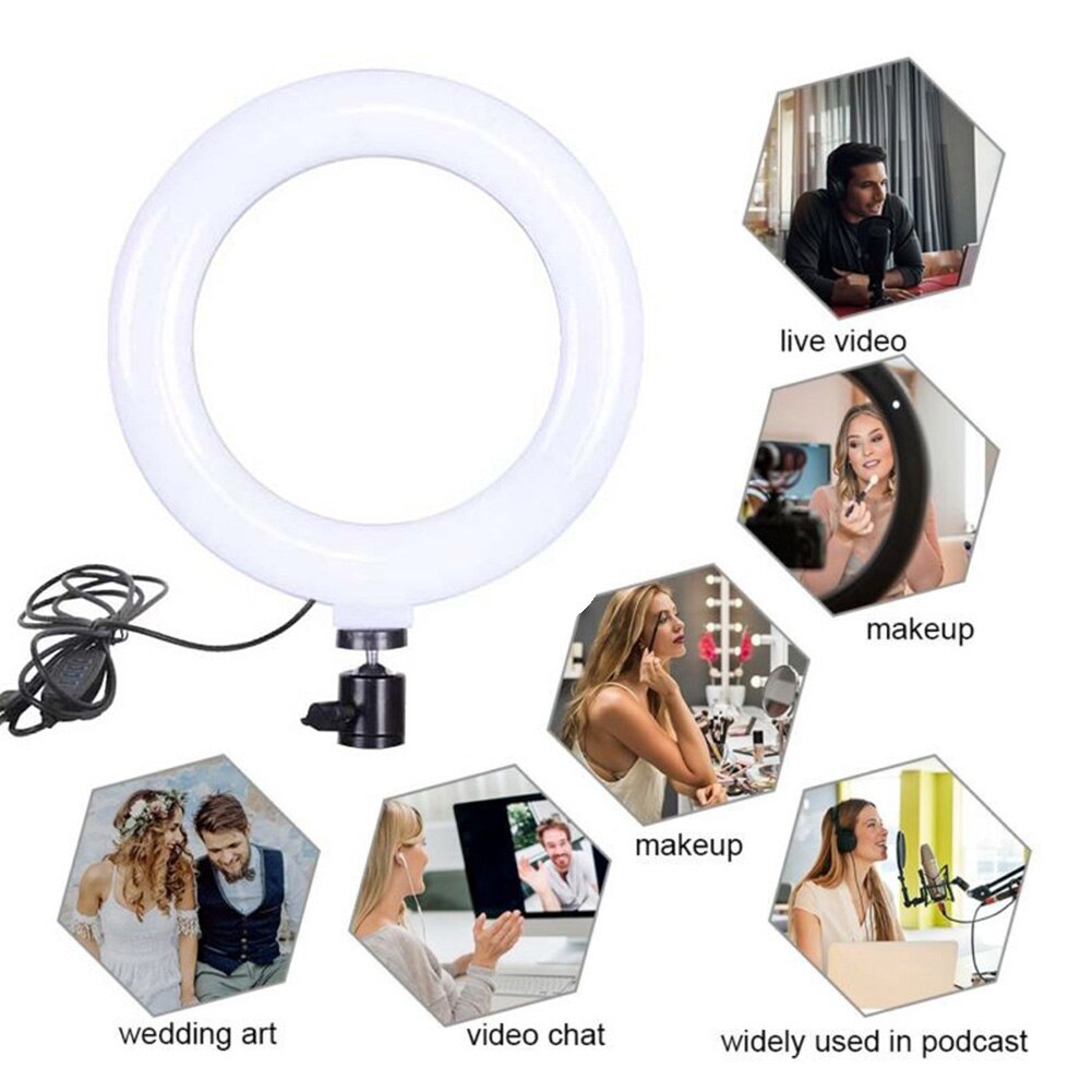 16cm Camera Studio Ring Light Video LED Beauty Ring Light Photography Dimmable Ring Lamp+Tripod for Selfie/Live Show
