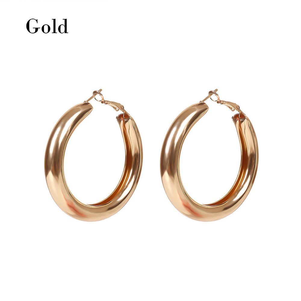 Punk Rock Hoop Earrings Minimalist Thick Tube Big Round Circle Gold Hoop Earrings Hyperbole Jewelry for Women Girls: Gold