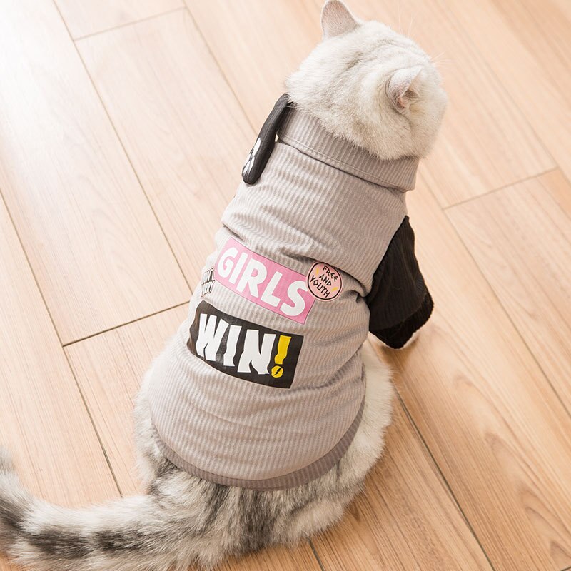 Pet Clothing Cartoon Paw Print Clothes for Dog Down Small Costume Letter Print Girls Win Dogs Cute Autumn Winter Collar Perro