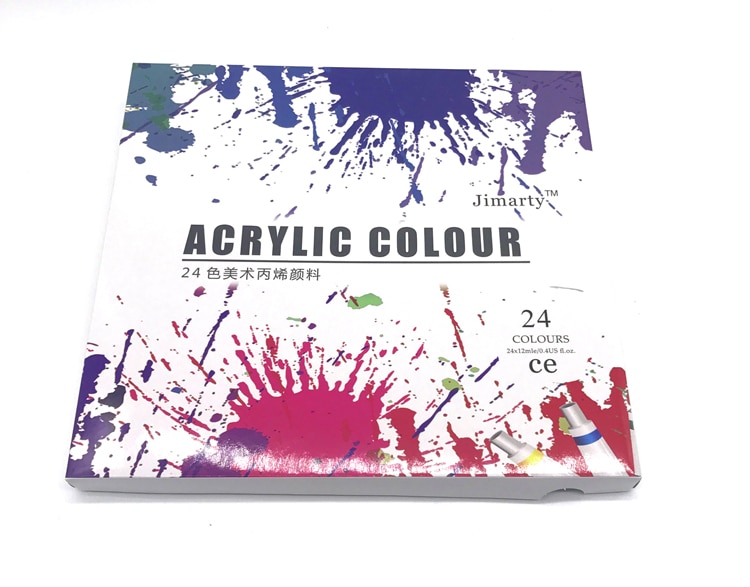 24Colors 12ML /Tube Acrylic Paints set wall painting color Art Painting fabric Drawing set (no paint brush palette )