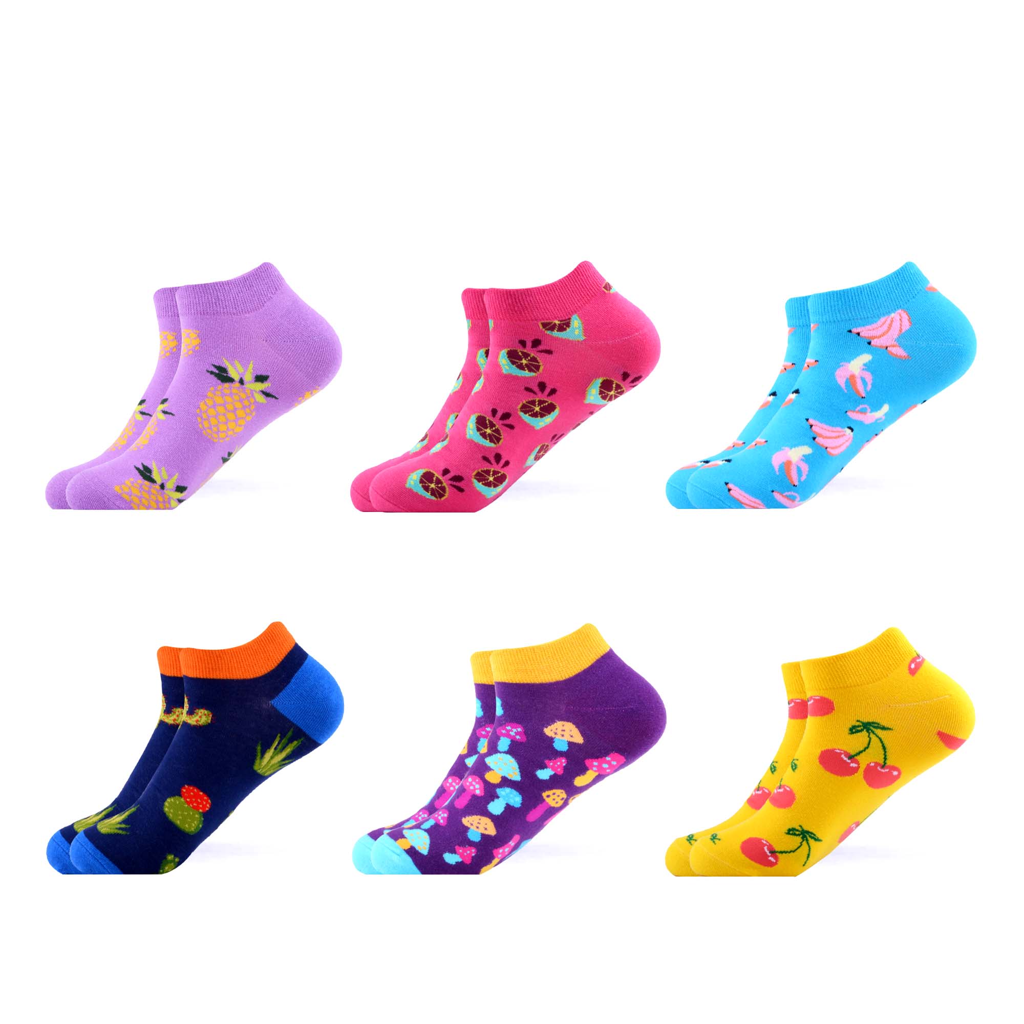 Sanzetti heren 6 paar/lot kleurrijke zomer gekamde katoenen enkelsokken gestreepte geruite ademende harajuku sokken vrolijke sokken voor: B05735