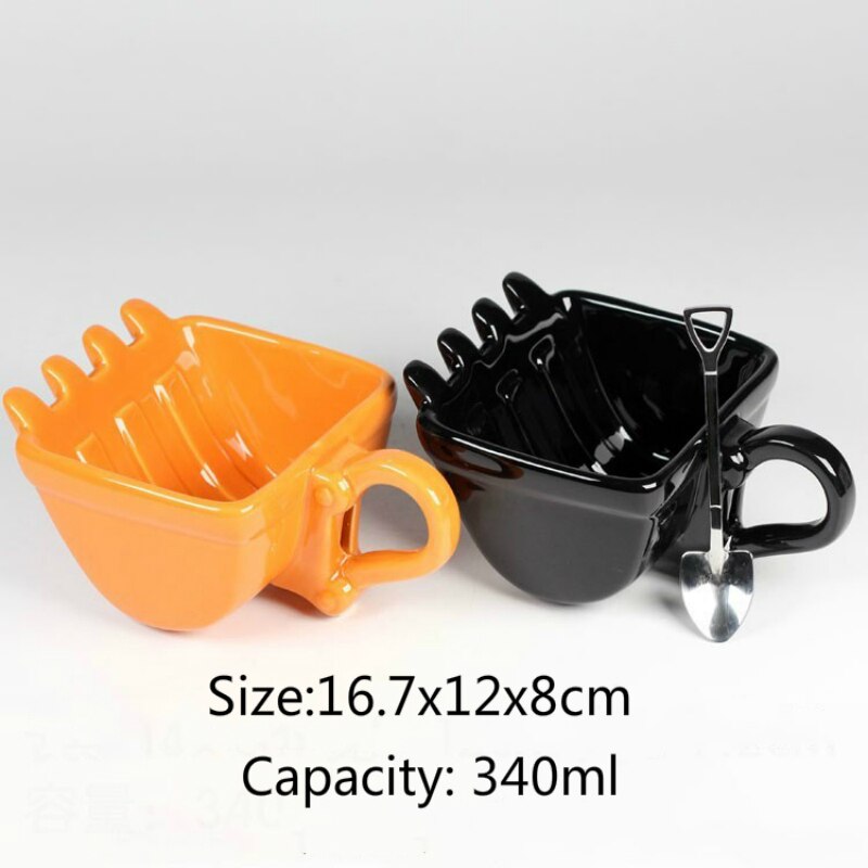 340ml Funny Mugs Excavator Bucket Model Coffee Mugs For Dessert Ceramic Mug Cups For Coffee Best Canecas Cake Cup
