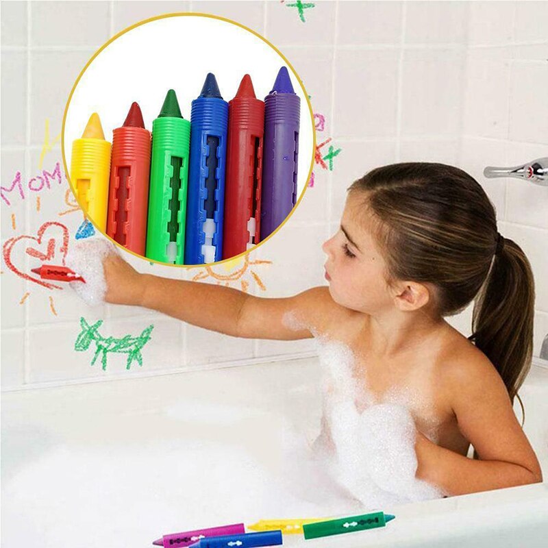 6Pcs Washable Crayon Kids Baby Bath Time Paints Drawing Pens Toy for Halloween Makeup DU55