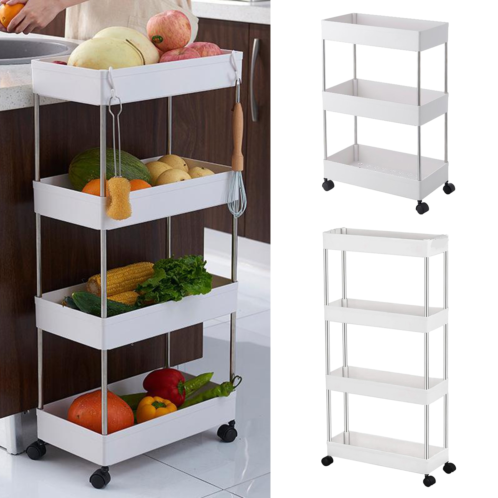 Trolley kitchen rack with wheel mobile floor storage shelf multi-layer bathroom