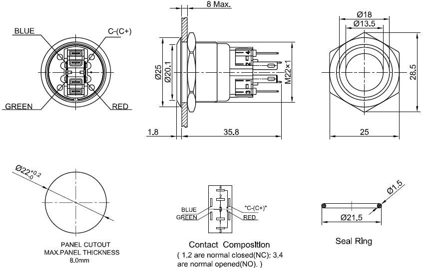 Benlee Stainless Steel Push Button 1no Switch Momomtary Function 22mm Hotselling Oem Made In - Foto 10