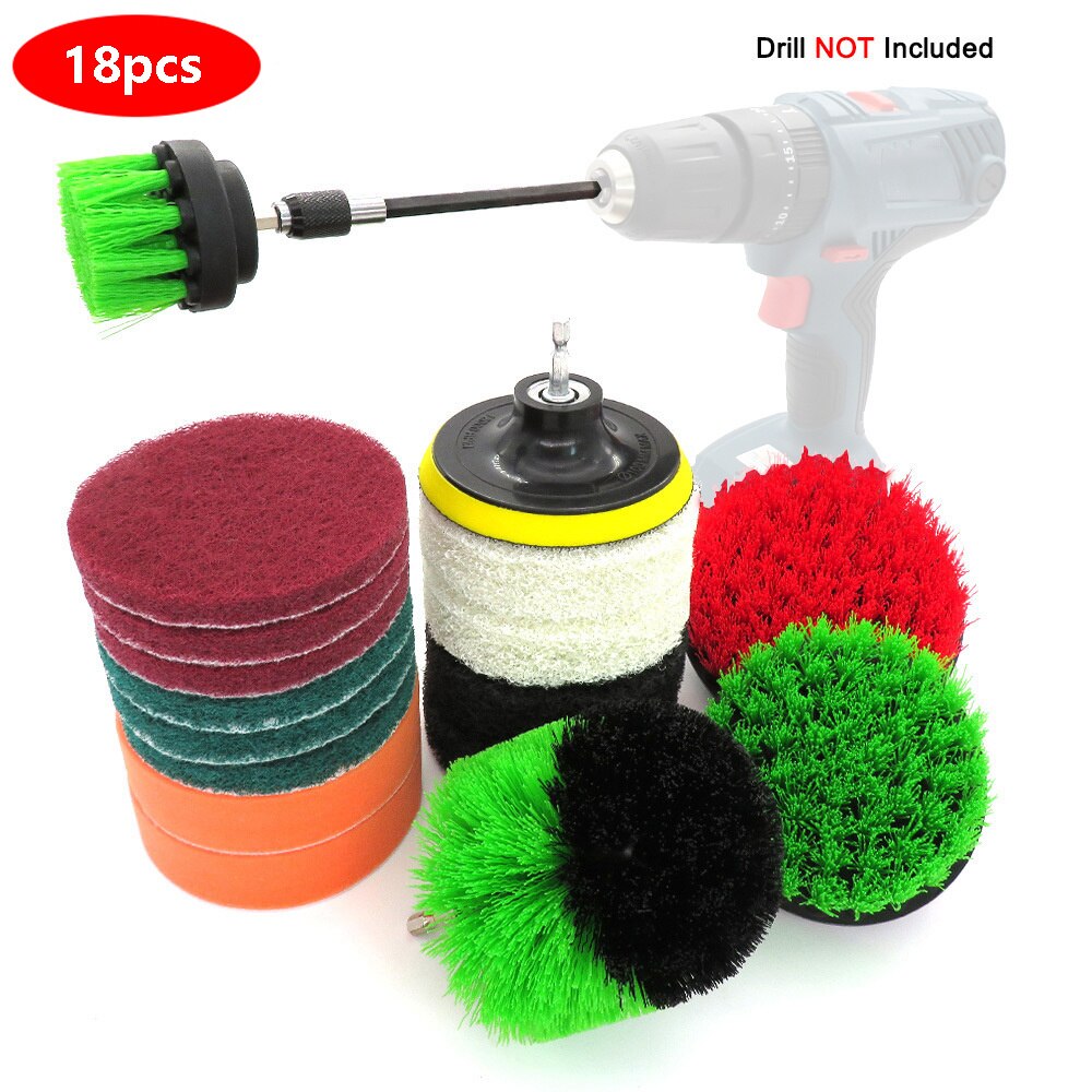 4PCS-31PCS Kitchen Cleaning Brush Kits Power Scrub Pads Scrubber Multipurpose Cleaner Scrubbing Cordless Electric Drill Brushes: 18pcs