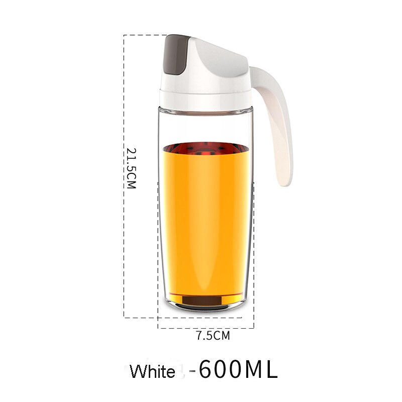 Leakproof Glass Oil Bottle Kitchen Oil Pot Automatic Opening Seasoning Can Condiment Dispenser Olive Oil Contanier with Handle: D