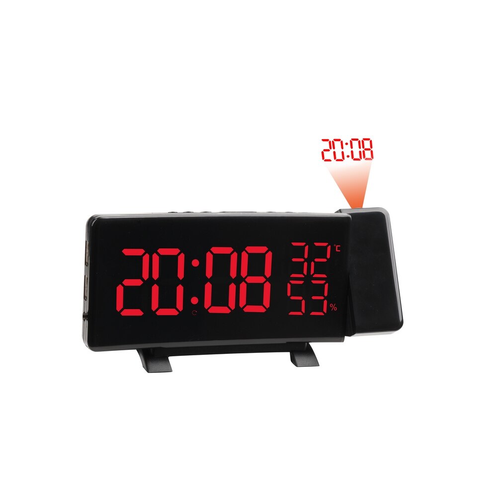 Projection LED Digital Alarm Clock Electronic Desktop FM Radio Clock Projector Alarms Time Snooze Wake UP For Bedroom Table: Default Title