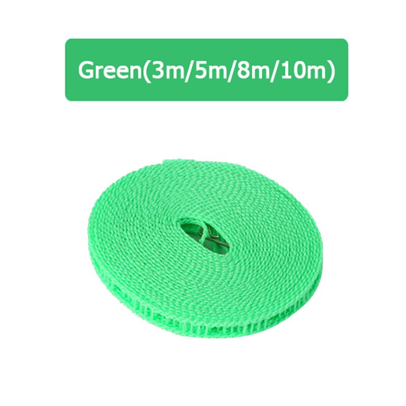 Draagbare Anti-Slip Winddicht Waslijn Hek Type Waslijn Drogen Quilt Touw 5-10M Waslijn Outdoor Reizen waslijn: Green / 3M