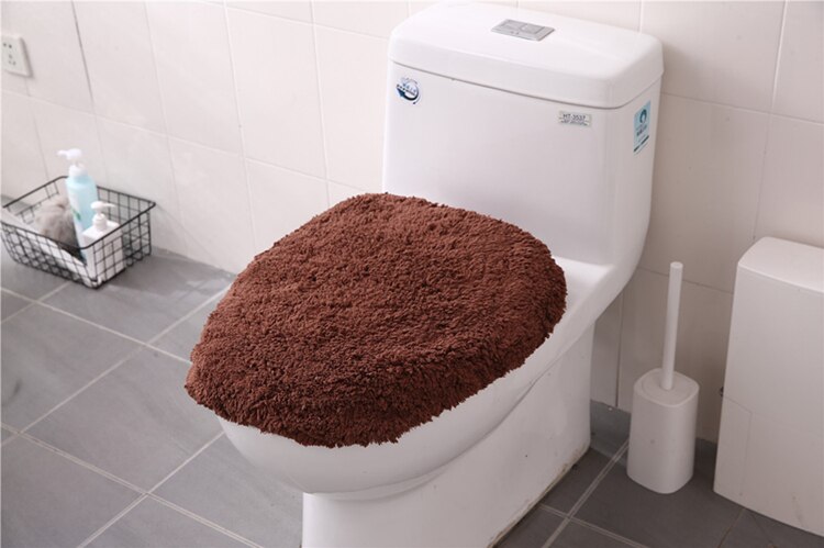Cotton Bathroom Carpet Thick Flocking Bath Mat Set Water Absorption U Shape Toilet Floor Feet Rug And Lid Cover 1 Pcs: coffee lid cover