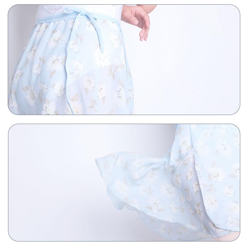 Chiffon ballet nederdel kvinder voksne piger ferie wrap balsal dans nederdel blomster print korte nederdele