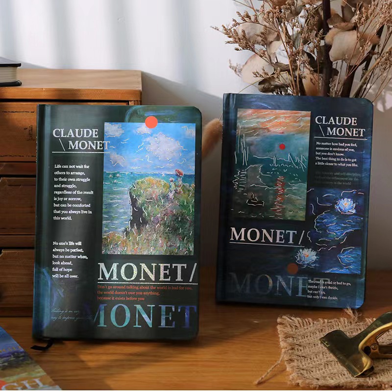 Van Gogh / Monet Oil Painting Series Notebook Color Page Illustration Hardcover Beautiful Diary Student Notepad