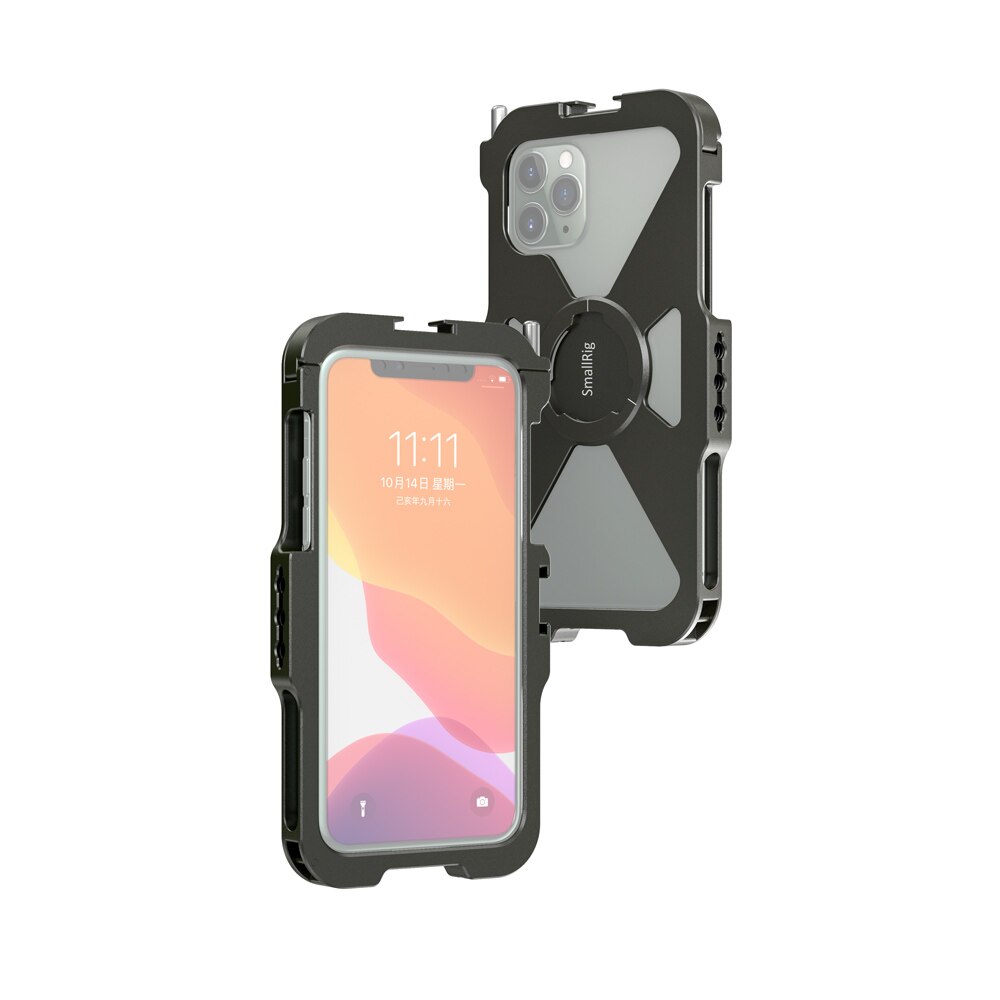 Smallrig Pro Mobiele Kooi Voor Iphone 11 Pro Vlogging Accessoire Mobiele Telefoon Kooi Met Koud Shoe Mount Vlog Schieten Kit -2471