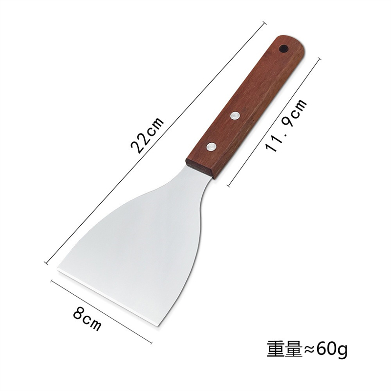 Espátula y raspador de parrilla de acero inoxidable, herramientas de cocina duraderas antiadherentes para barbacoa, pala para Pizza, tortitas, carne, utensilios para barbacoa