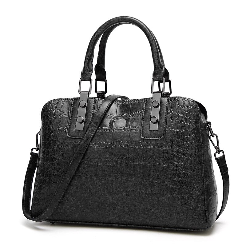 Women's bags European and American crocodile pattern simple handbags ladies shoulder messenger bags high qualit: Black