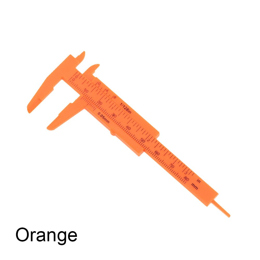 Mini calibrador Vernier de plástico de doble regla, 0-80mm, herramienta de medición de bricolaje para estudiantes, metalúrgico, carpintería, 1 ud.: Orange