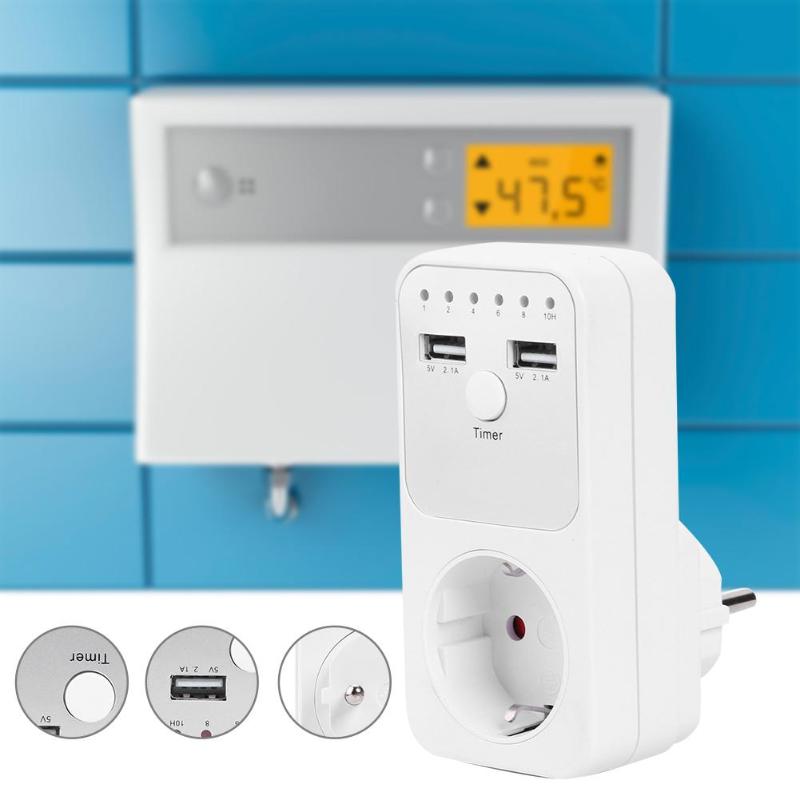 Dual USB EU Plug Timing Socket Timer Switch Countdown Outlet Controller Smart Home Wall Table USB Charger Adapter EU Plug