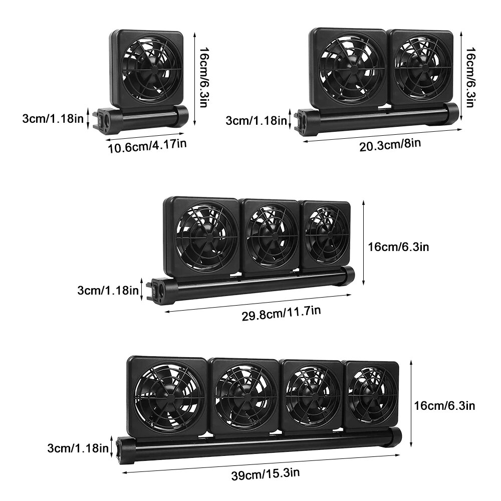 Aquarium Fish Tank Cooling Fan System Chiller Control Reduce Water Temperature 1/2/3/4 Fans Set Cooler Low Noise Chiller Fan