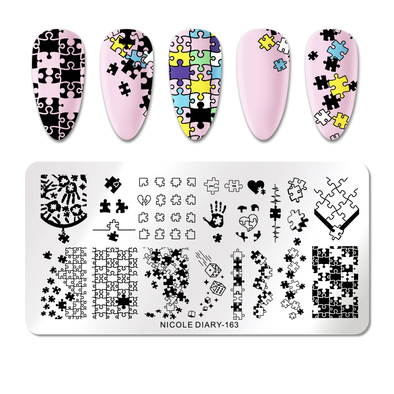 NICOLE DIARY Leopard Butterfly Nail Stamping Plates Tiger Nail Art Stamp Templates Stencils Flower Print Stamping Tool: 163