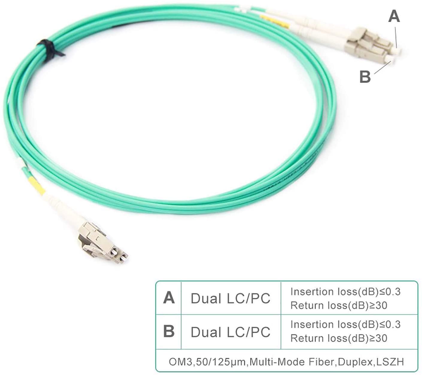 4 Pcs OM3 Kabel-10Gb Lc Lc Fiber Patch Cord Multi-mode Lszh 2-Meter/6.5ft