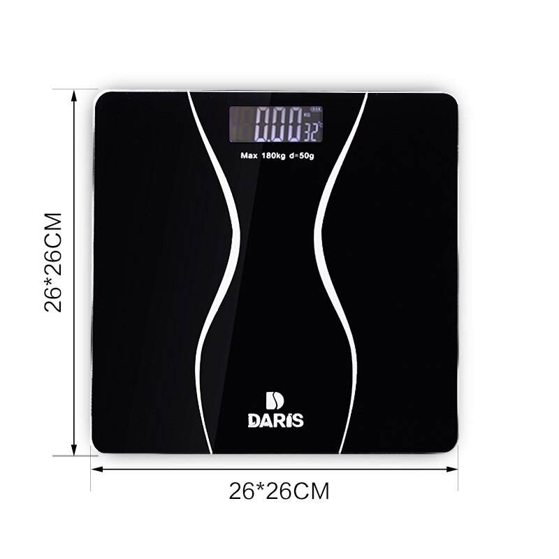 Krop digital vægtskala gulv smart elektronisk badeværelse husholdningssundhed krop hærdet glas lcd-skærm 180kg/50g: 26 x 26