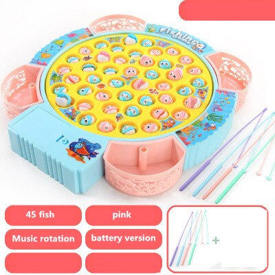 Kids Fishing Toys Electric Rotating Fishing Play Game Musical Fish Plate Set Magnetic Outdoor Sports Toys for Children: 9