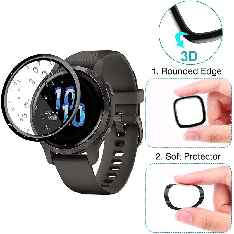 Screen Protective Film For Garmin Venu 2S Smartwatch 3D Curved Soft Edge Full Coverage Clear Scratch-Proof Protector Accessories