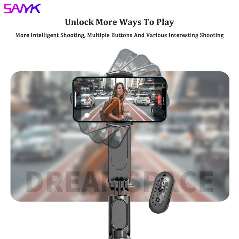 SANYK-estabilizador de cardán antivibración para teléfono, palo de Selfie inalámbrico con Bluetooth, Q09, Mini trípode de cardán de mano para teléfonos inteligentes