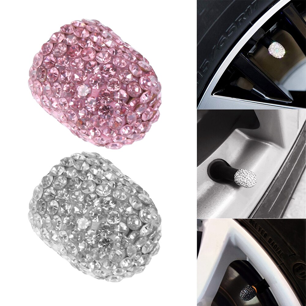 4Pc Auto Charms Crystal Auto Ventieldopjes Diamant Schijnt Wiel Caps Voertuig Bling Decoratie Auto Accessoires