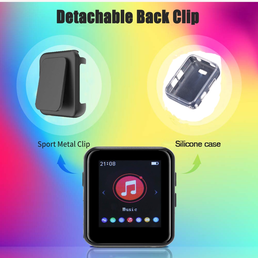 BENJIE X1 reproductor MP3 Bluetooth 5,0, Mini reproductor de música HIFI completamente portátil con pantalla táctil de 16GB con altavoz, Radio FM, grabación, E-book