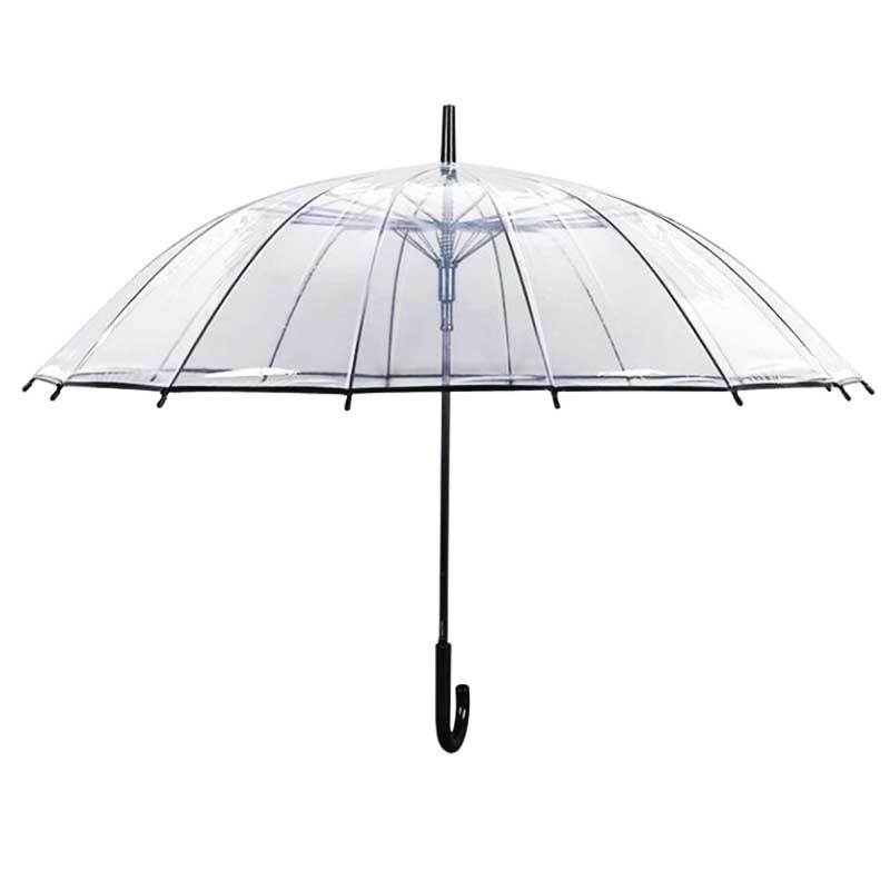 Kids Paraplu Transparante Grote Lange Steel Paraplu Mannelijke Vrouwelijke Regen Mode Effen Automatische Creatieve Regenachtige Clear: Black