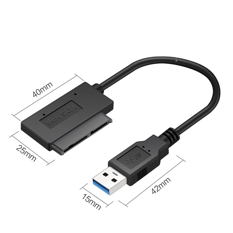 Adaptateur USB SATA USB 3.0 vers Micro SATA 7 + 9 câble 16Pin convertisseur de disque dur externe pour 1.8 "pouces Micro SATA SSD/HDD 23CM