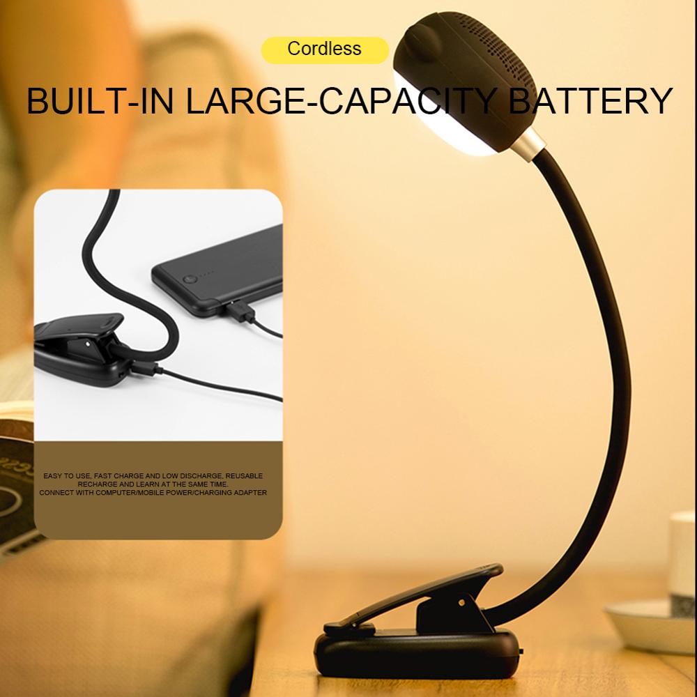 Rechargeable Clip-on Study Light Gooseneck 12 LEDs Dimmable with Bluetooth Speaker Functionspeaker clip light