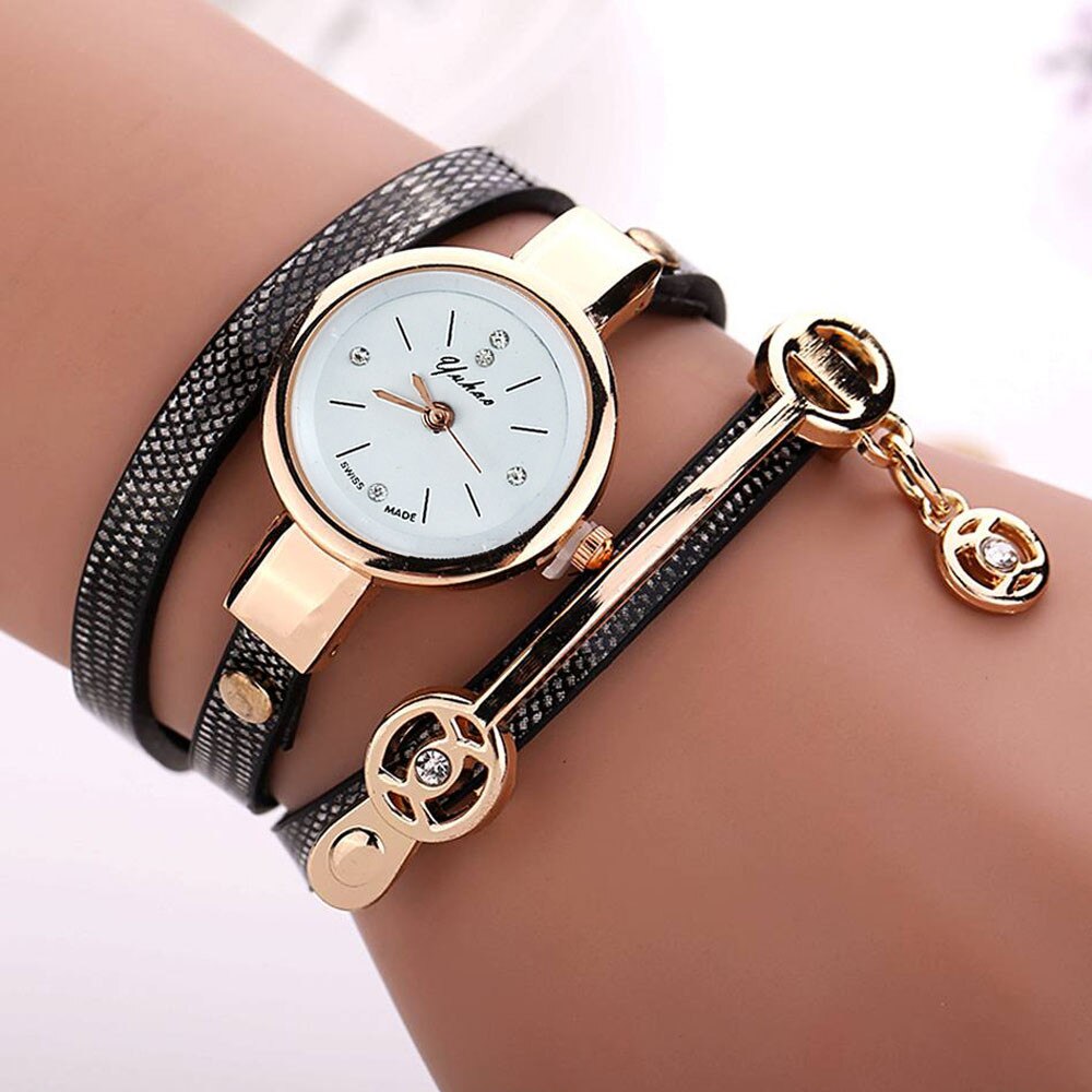 Vrouwen Creatieve Metalen Polsband Horloge Retro Analoge Lichtmetalen Quartz Horloge En Armband Set Vrouwen Waterdichte Horloges: Black