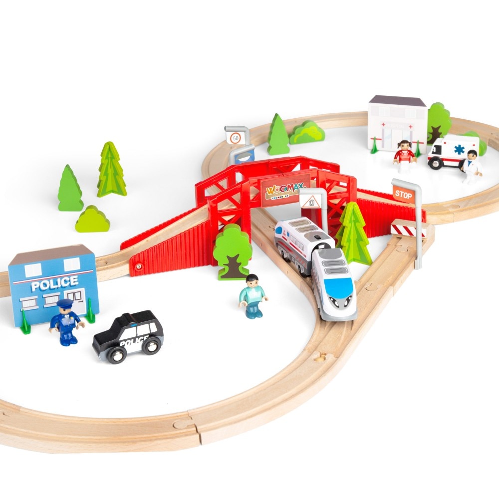 Circuito tren de madera 50 piezas woomax