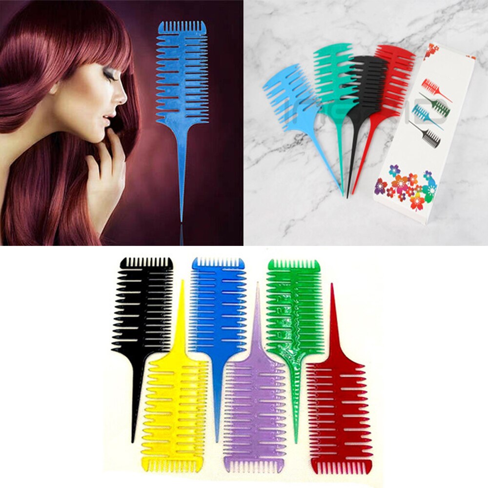 3-way Sectioning Weaving Highlighting Foiling Hair Comb Hair Dye Styling Tool Salon Hair Dyeing Comb Tool