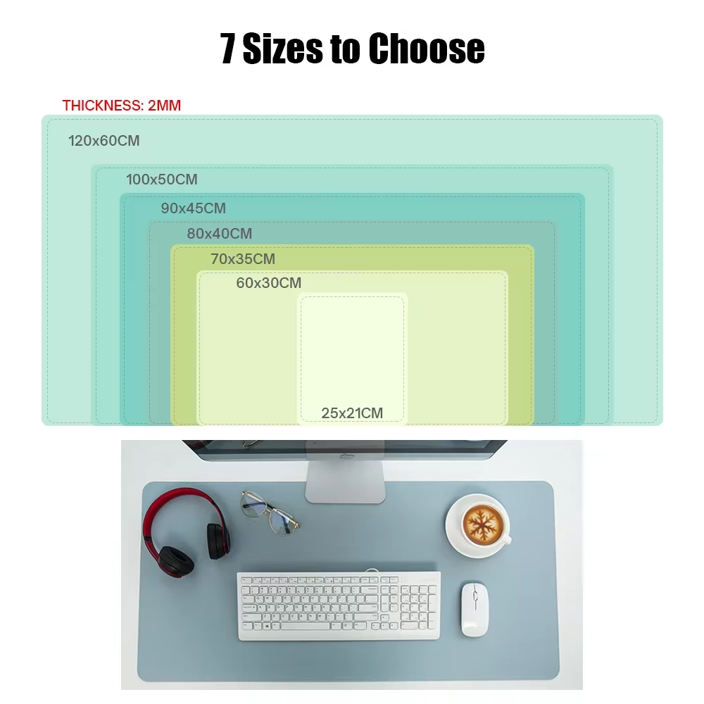 Large Size Office Computer Desk Protector Mat PU Leather Waterproof Non Slip Mouse Pad Desktop Keyboard Desk Pad Gaming Mousepad