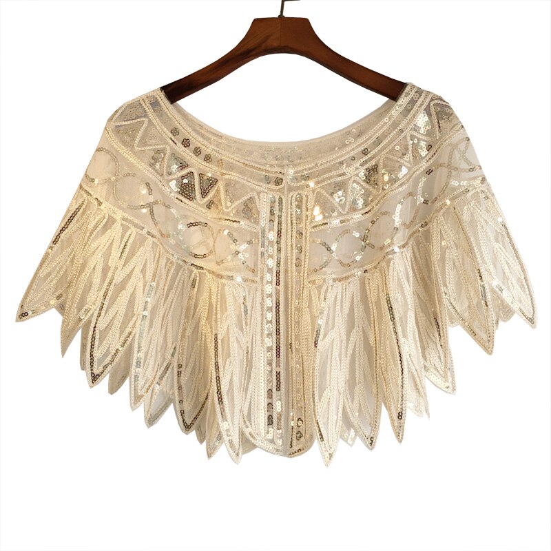 JaneVini, capa de lentejuelas ostentosas y ostentosas para mujer, estolas nupciales con cuentas para boda, chaqueta negra dorada, vestido de noche para , Boleros, tapetes: Champagne Gold