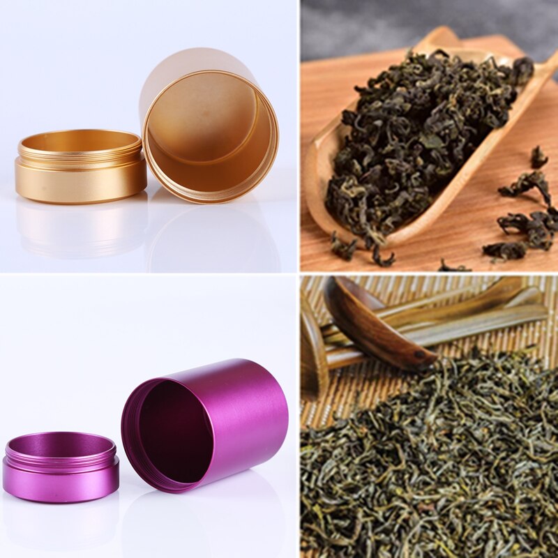 Boîtes de rangement en aluminium, couleur unie, hermétique, anti-odeur, boîte en métal scellée, pot de thé, café caddie organisateur