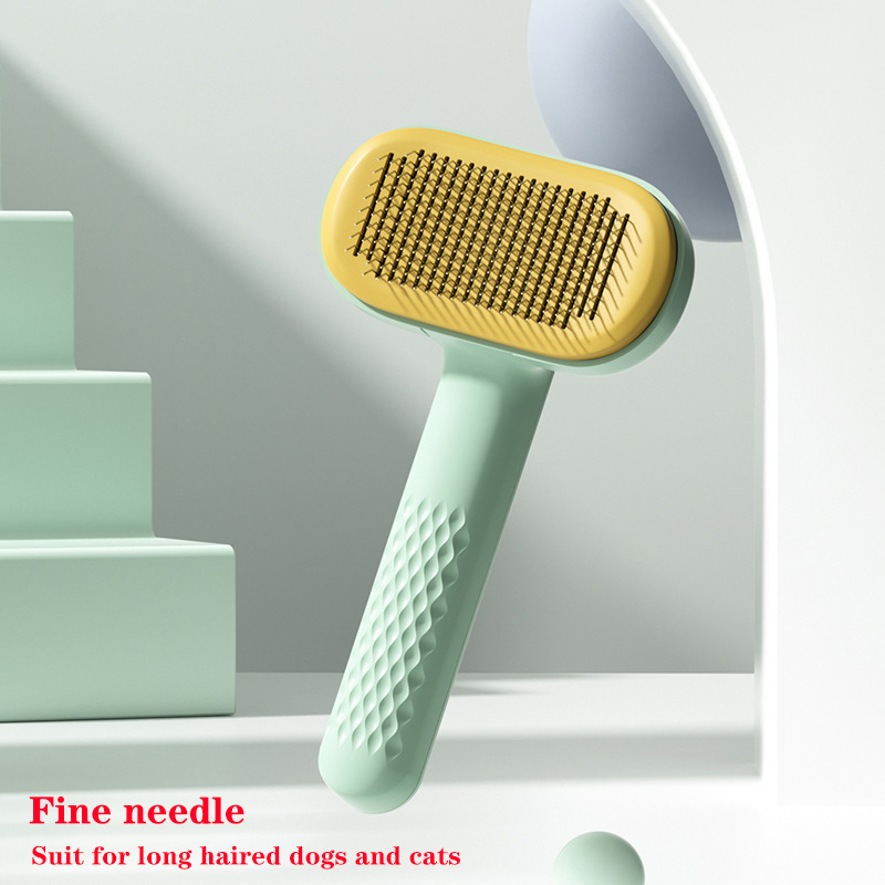 Zelfreinigende Borstel Voor Hond En Kat Verwijdert Haar Massages Huisdier Haaruitval Kam Pet Grooming Borstels Speciale Naald Kam: green fine needle