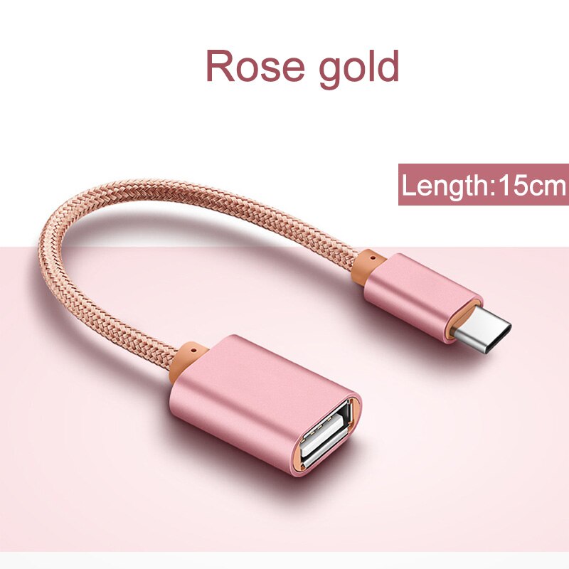 USB-C Otg Adapter Kabel Voor Samsung Galaxy A40 A50 A60 A70 A21 A31 A41 A51 A71 A12 A22 A32 A42 a52 A72 5G Type C Usb Otg Kabel: Rose gold