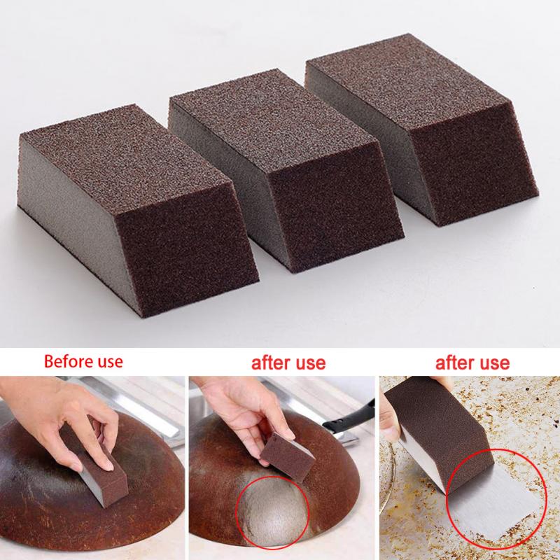 1/3Pcs Keuken Mini Reinigingsborstel Vuil Schoon Aluminiumoxide Schuurlinnen Reinigingsborstel Emery Milieuvriendelijke Spons Pot Vensterglas gereedschap