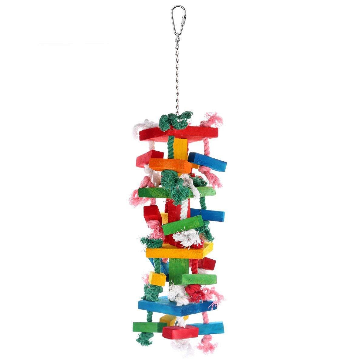 Colorful Parrot Toys Chew Natural Wooden Bird Toys Perch Hanging Chewing Swings Cage Pet Bird Toy Climbing Ladder Game Supplies: Default Title