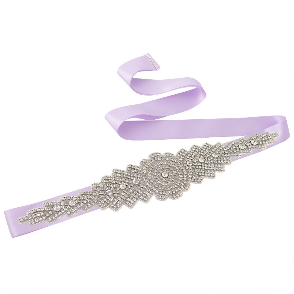 ZMS23 Wedding Dress Ivory Bride's Accessories Belt Bridemaid Brides Dresses Glitter Bridal Diamond Sash Women's Belts: voilet